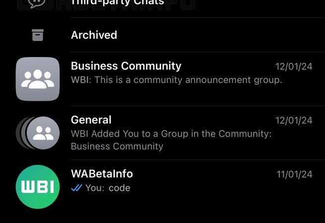 WhatsApp's iOS beta: Third-Party Chats section